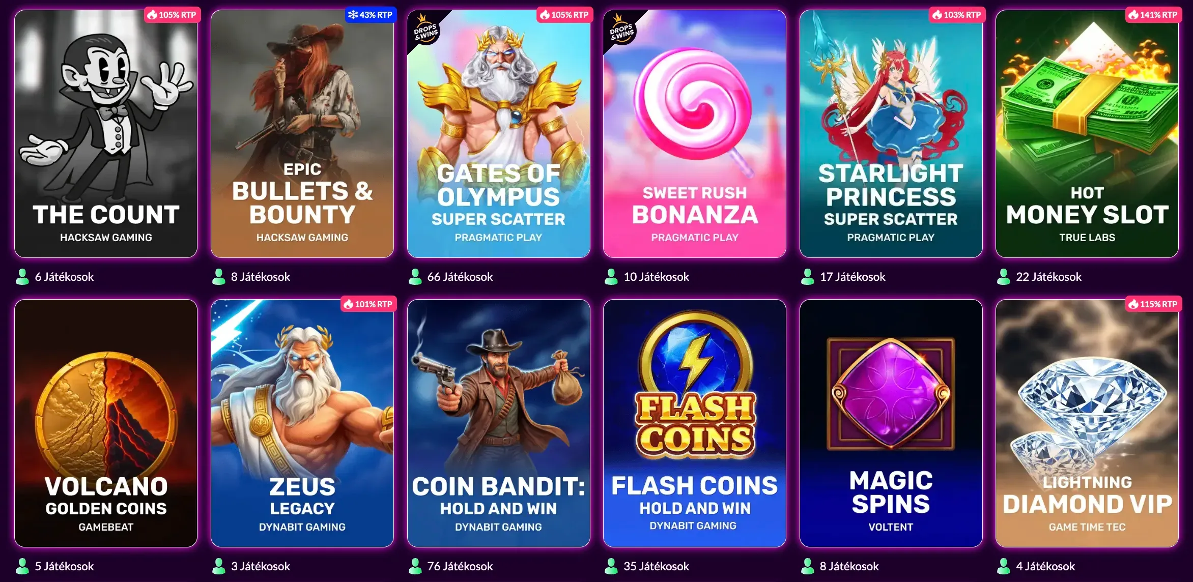 Nyerőgépes játékok választéka a Slotrave casino